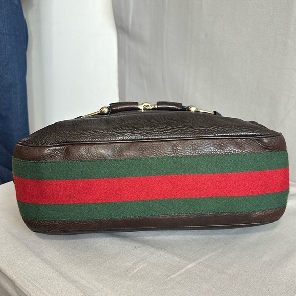 Gucci Brown Cocoa Leather Horsebit Heritage Web Hobo - Picture 6 of 12